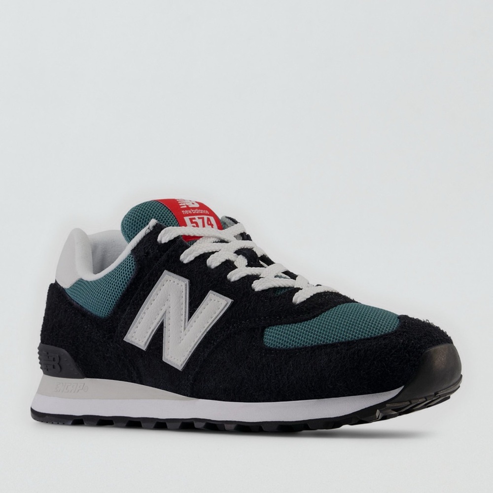 New Balance Men's Black and Teal Sneakers